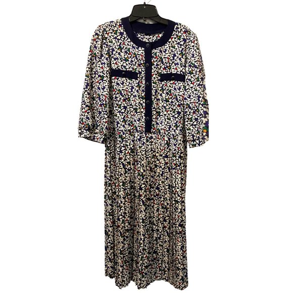 Vintage floral fit and flare maxi dress sz L - Picture 3 of 6